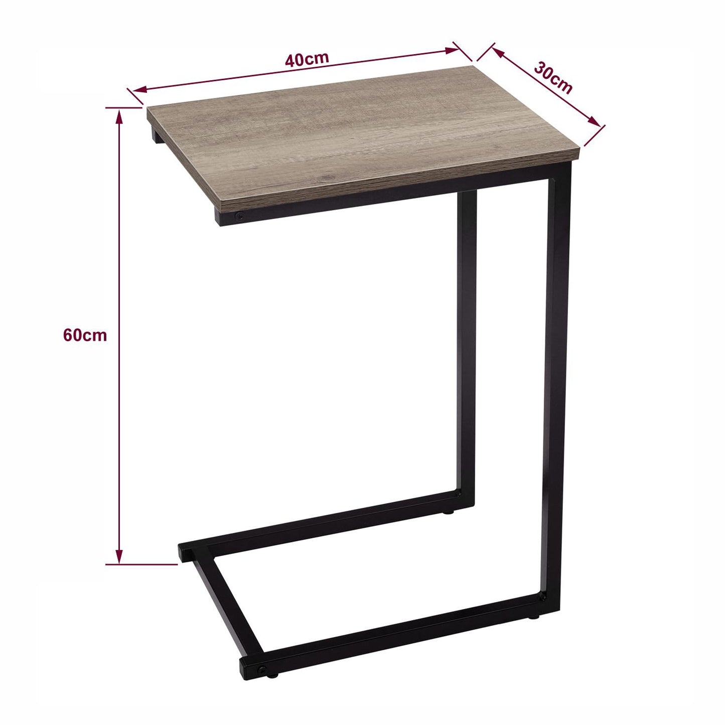 C-Shaped Side Table – Black Powder-Coated Frame