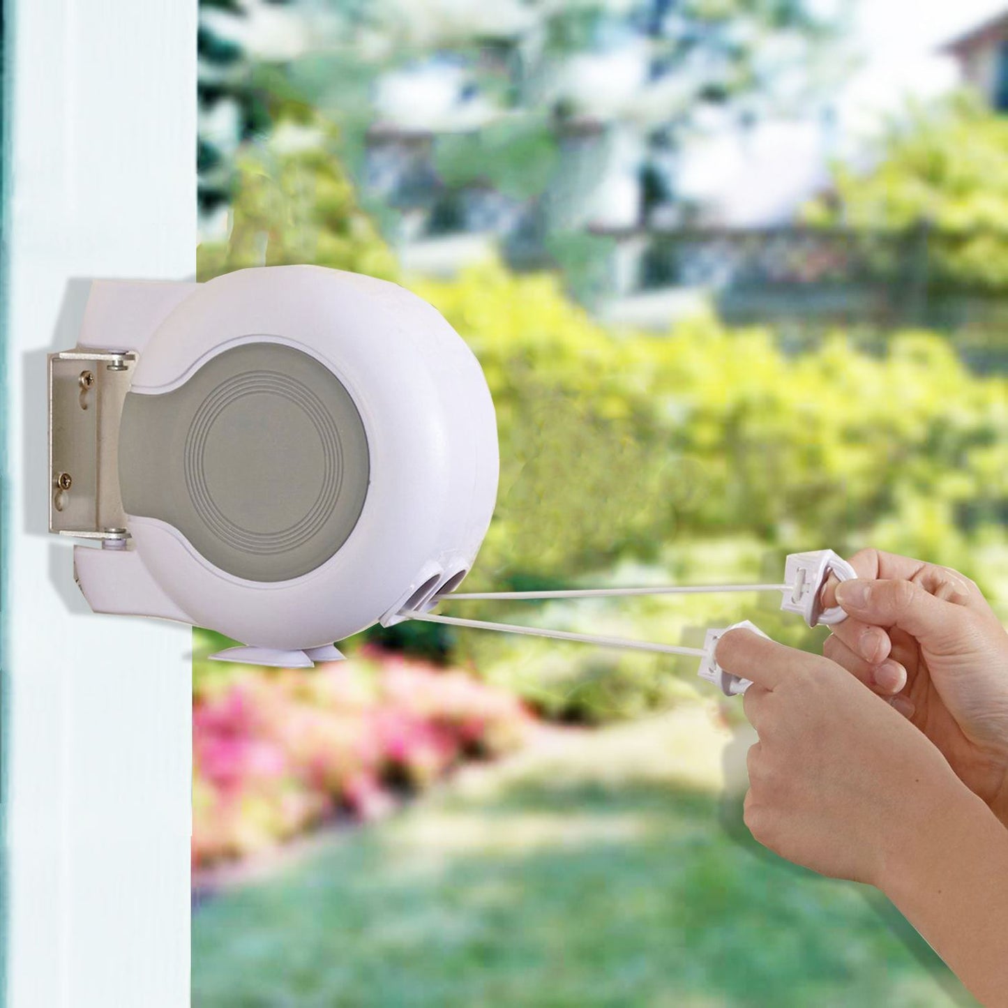 26m Double Retractable Washing Line – White