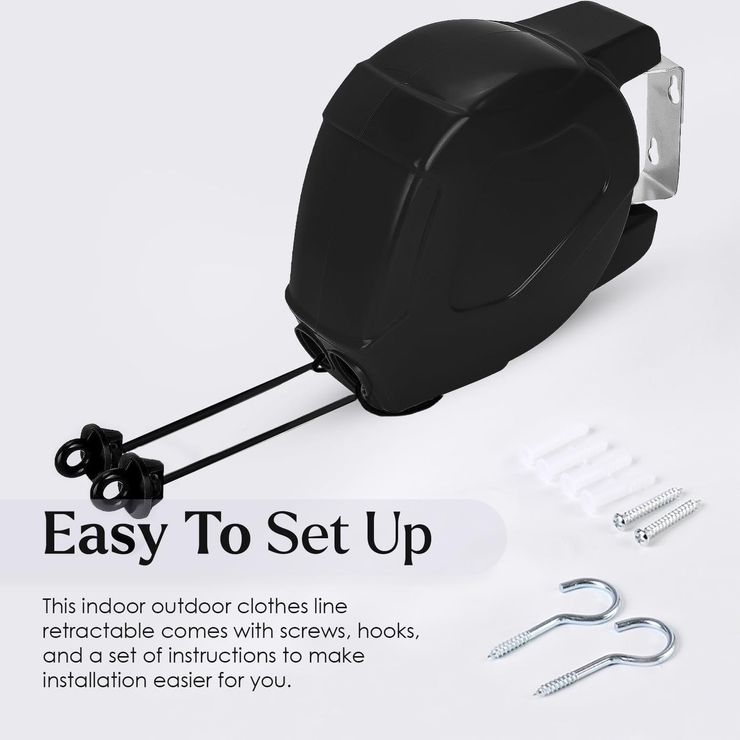 30m Double Retractable Washing Line – Black