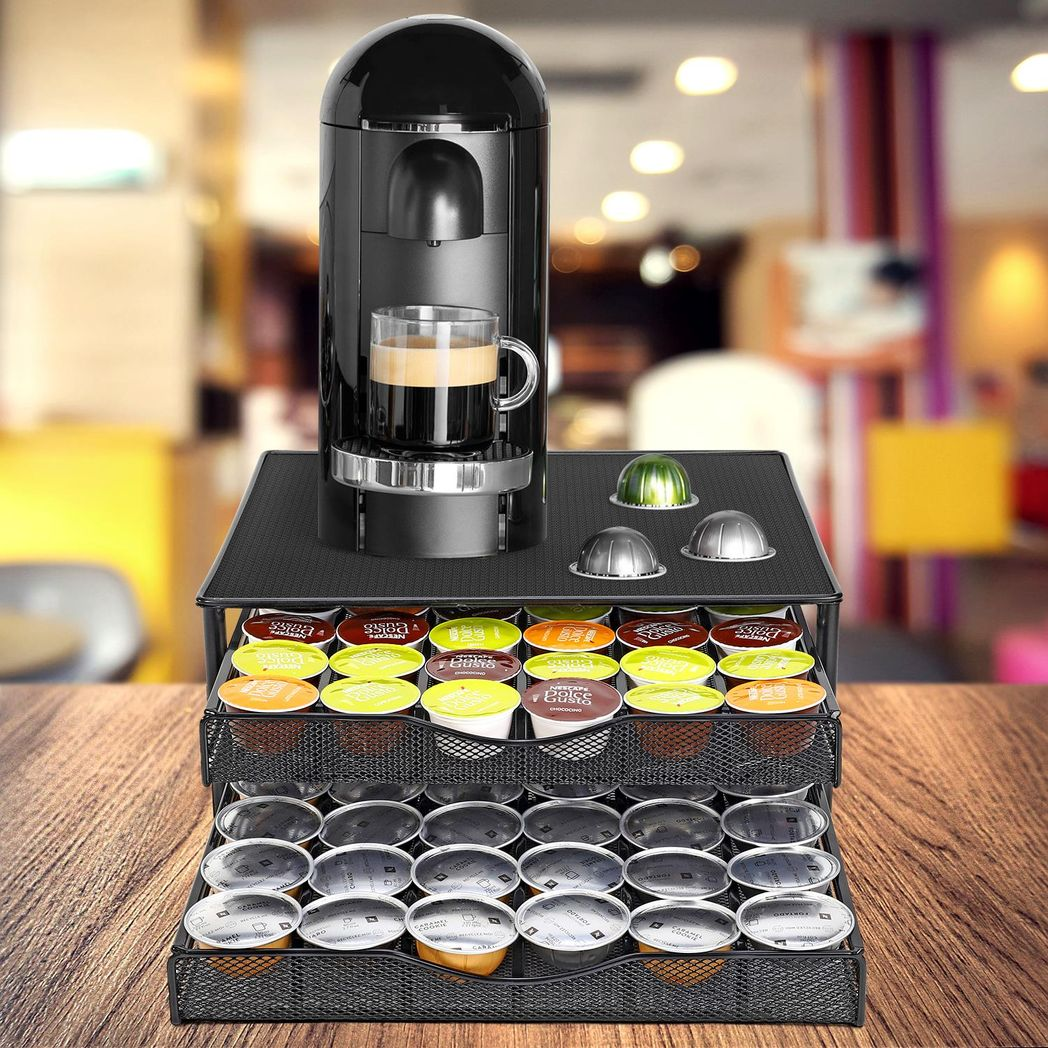 Black Coffee Pod Double Drawer