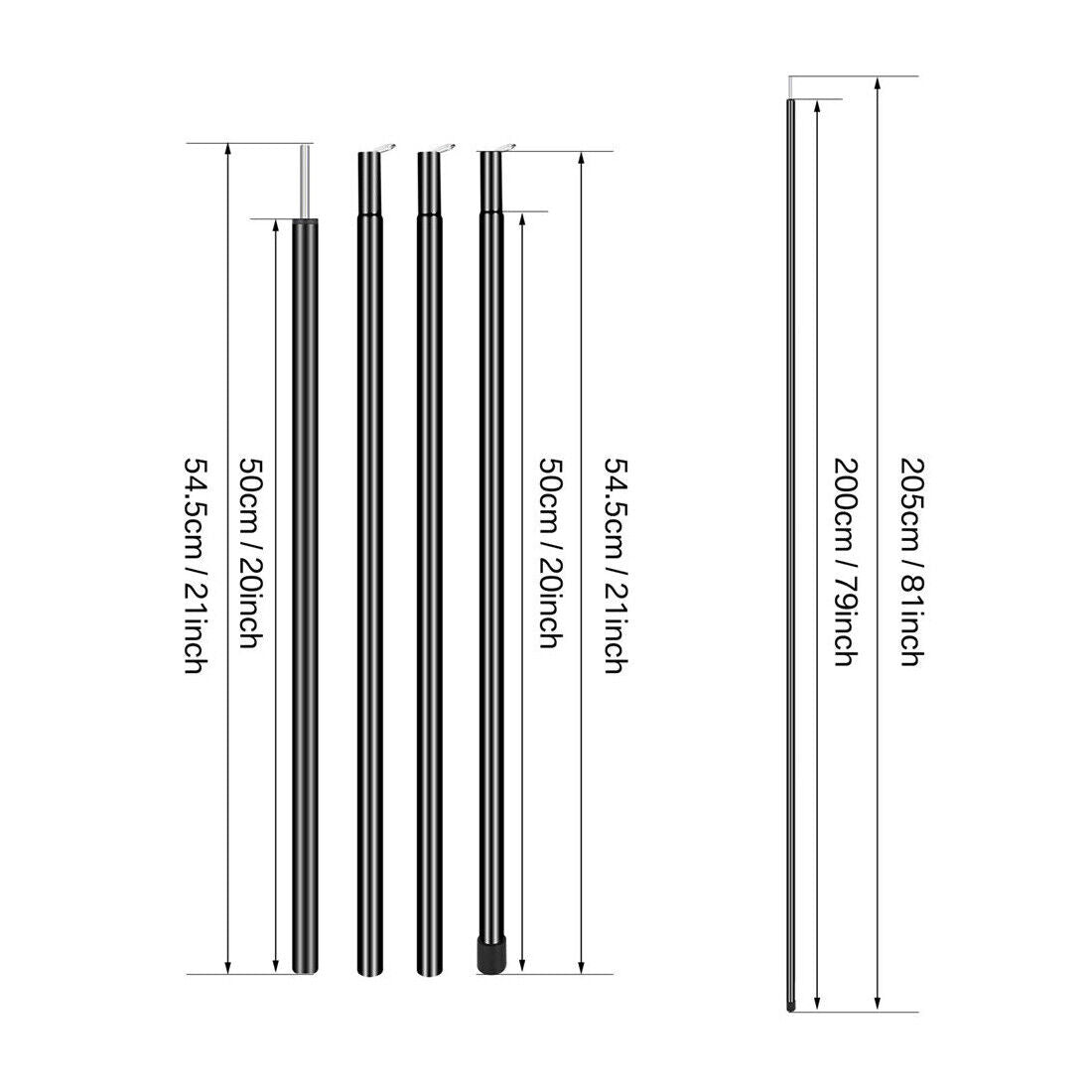 Adjustable Steel Tent Poles 2x200cm