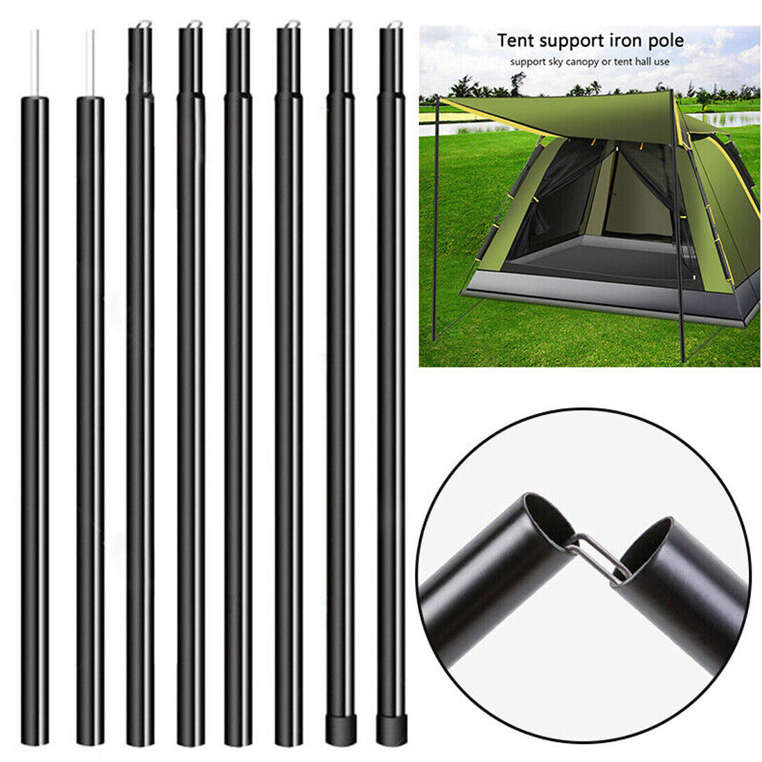 Adjustable Steel Tent Poles 2x200cm