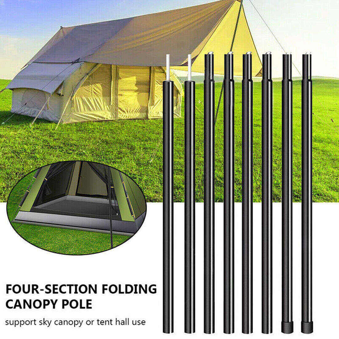 Adjustable Steel Tent Poles 2x200cm