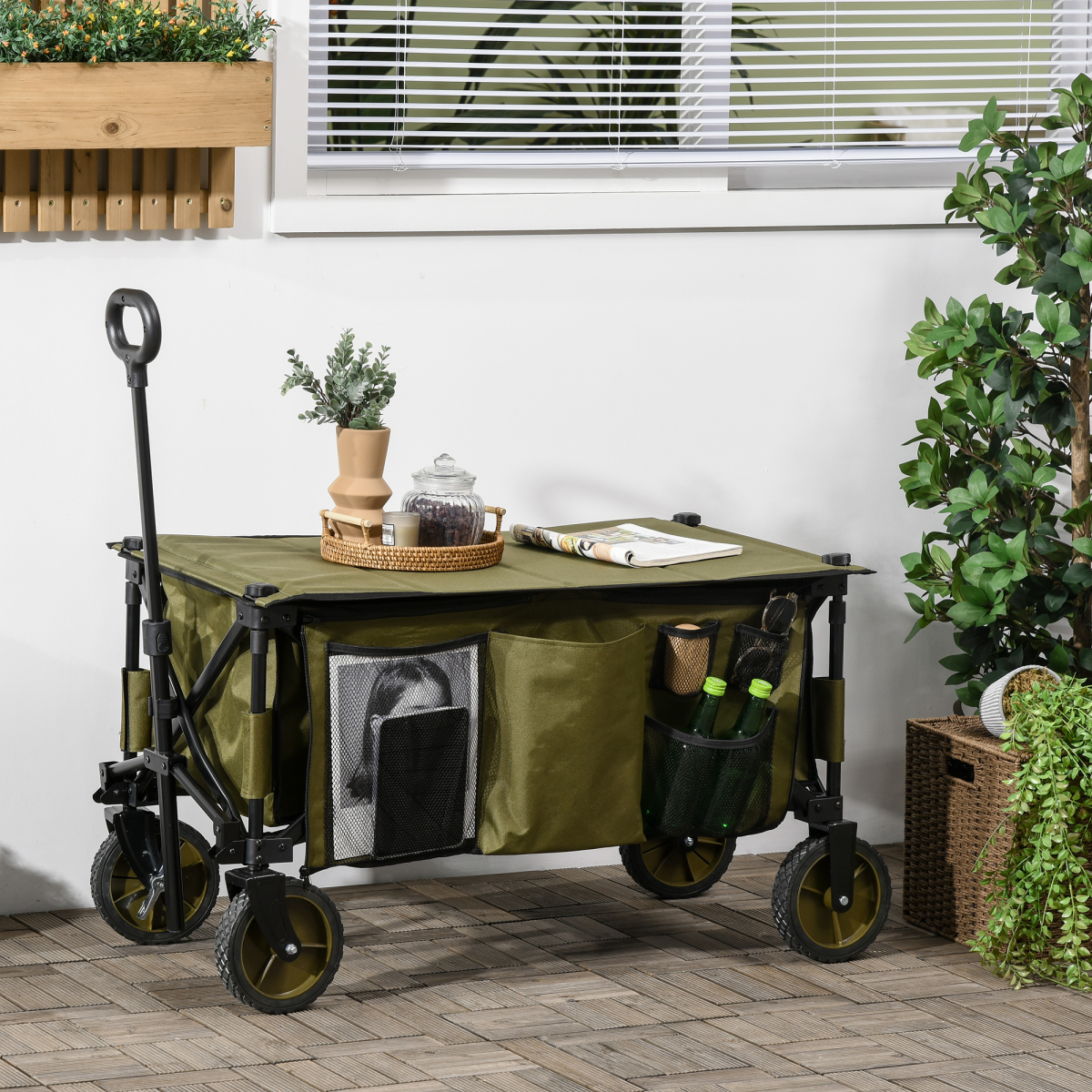 Folding Garden Trolley with 100kg Load Capacity