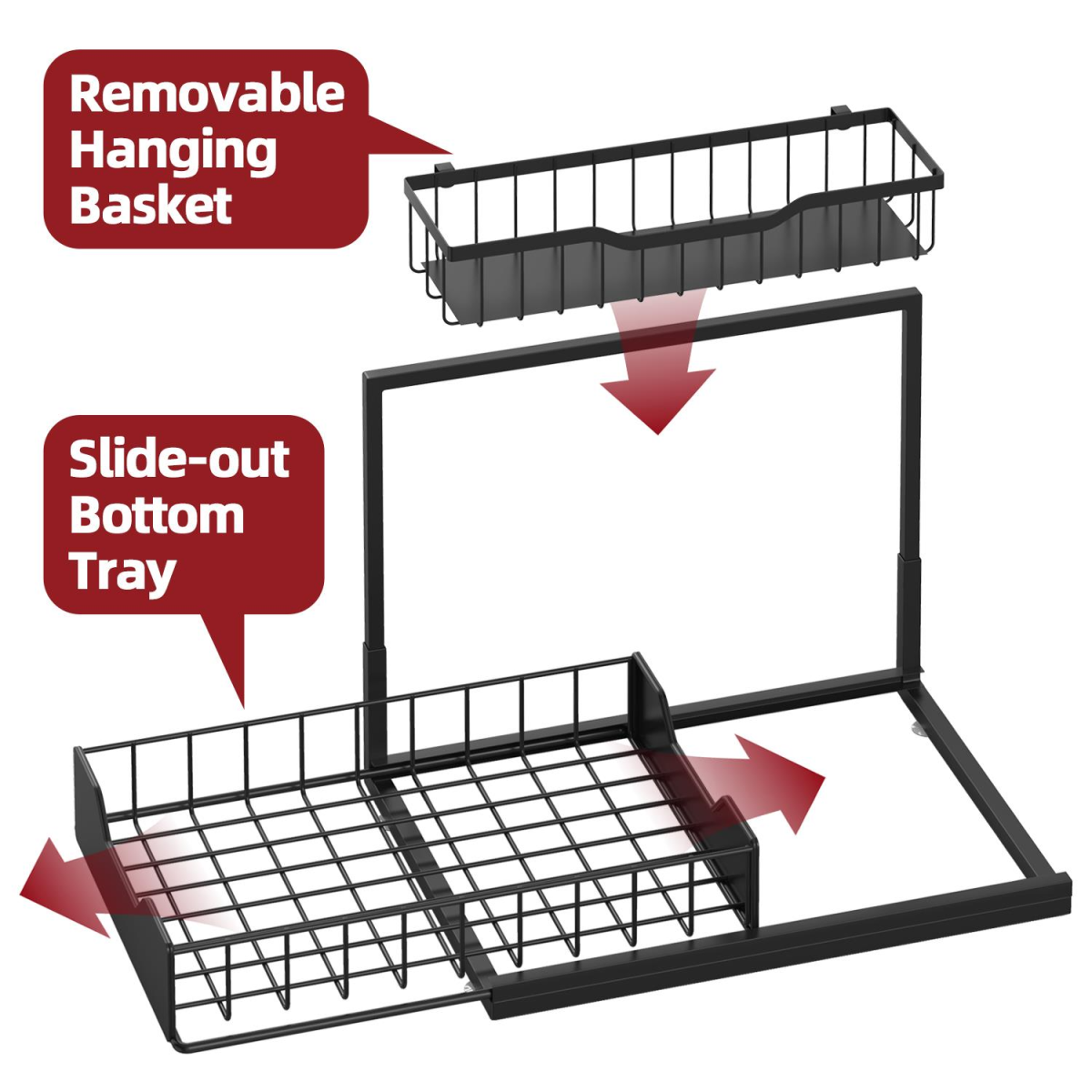 Metal Under Sink Storage Organiser with Sliding Drawers