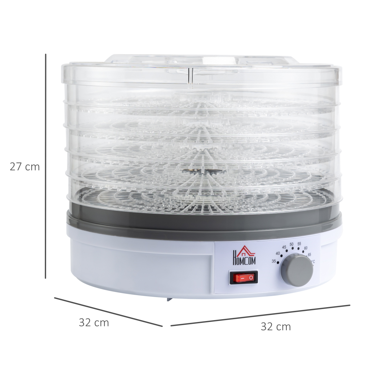 5-Tier Digital Food Dehydrator with Stainless Steel Trays - 245W