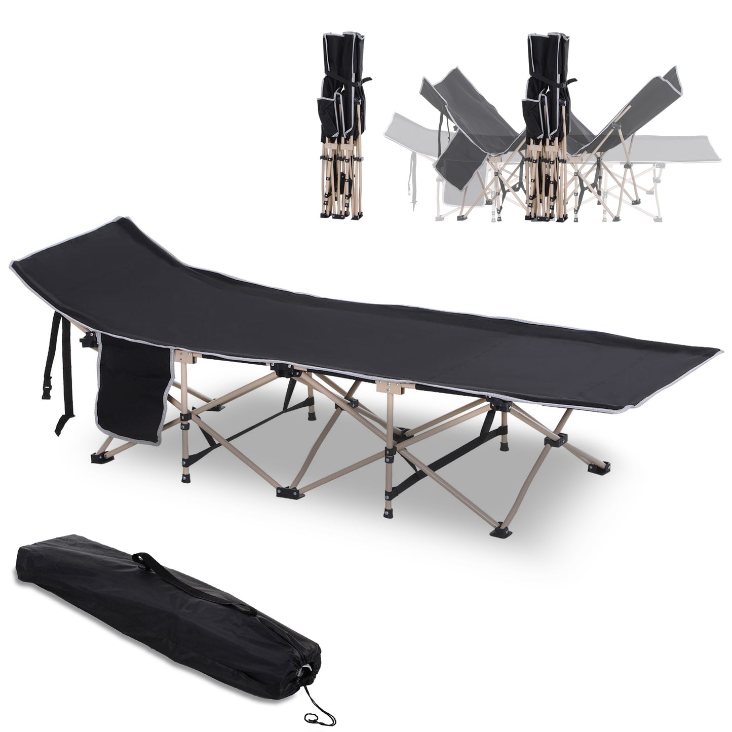 Single Portable Military Camping Cot – 150kg Capacity