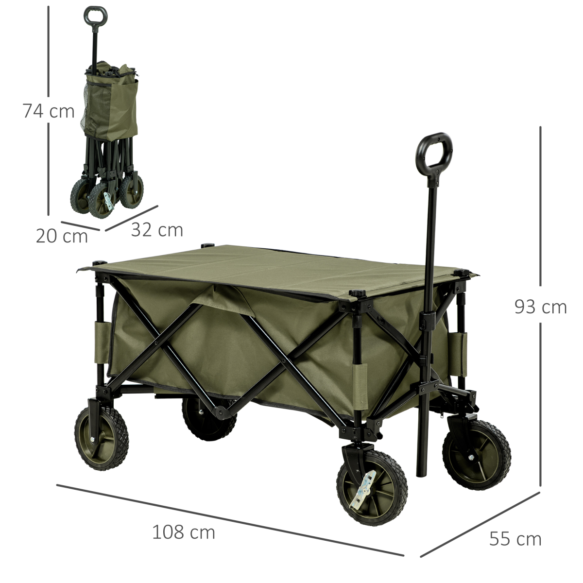 Folding Garden Trolley with 100kg Load Capacity