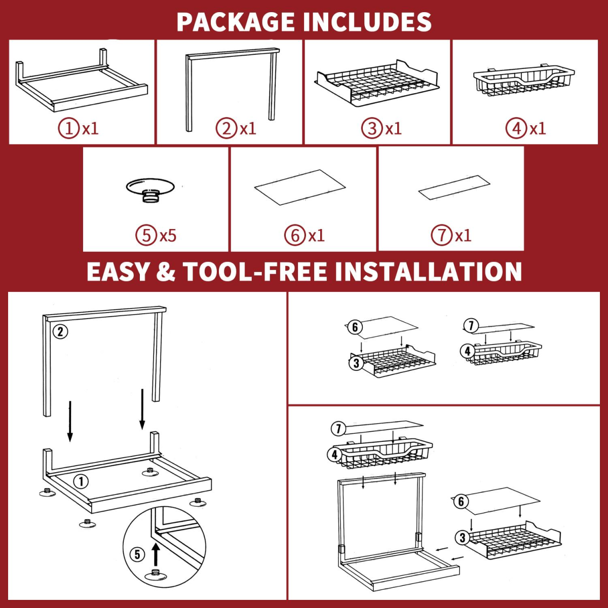 Metal Under Sink Storage Organiser with Sliding Drawers