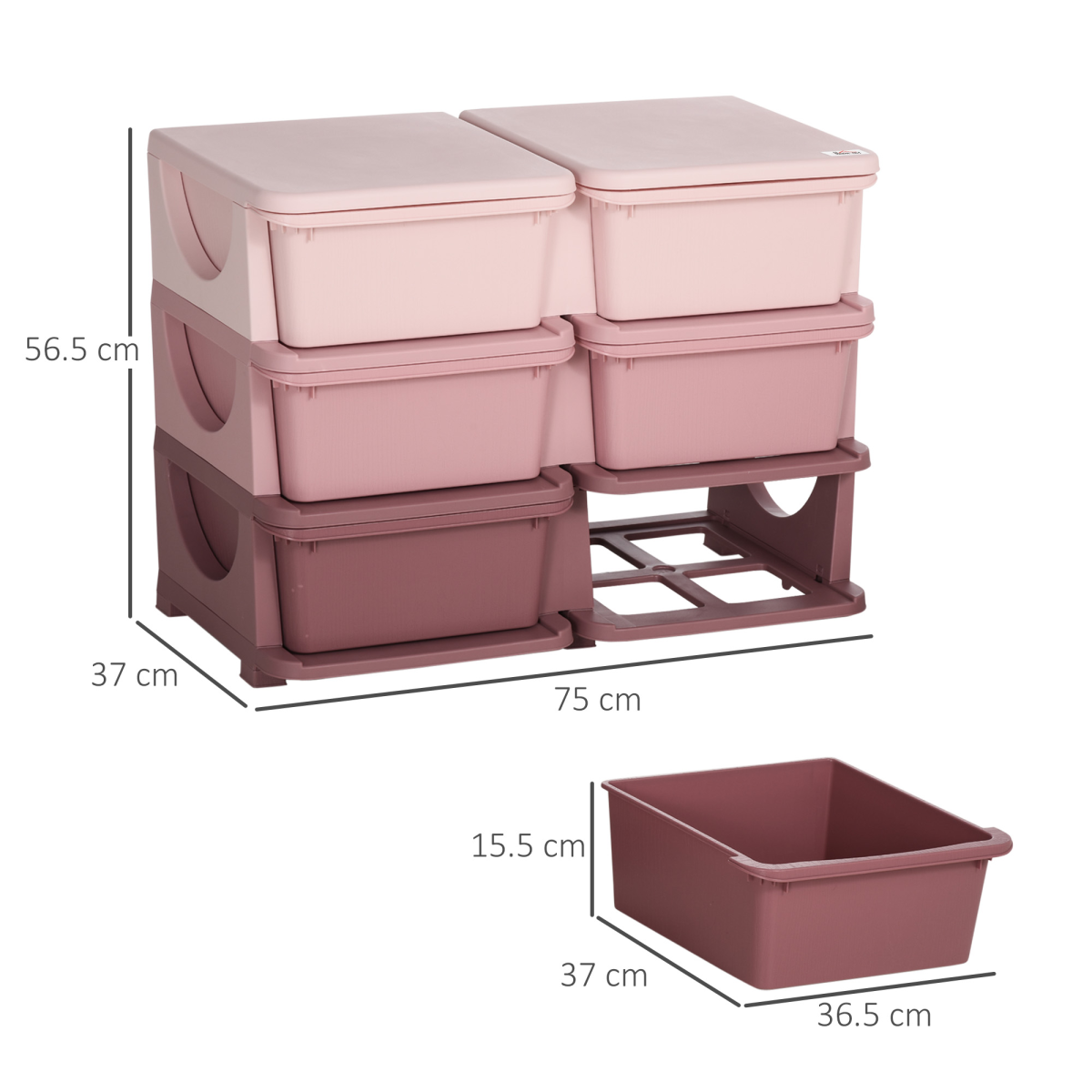 Velena Kids' 6-Drawer Bedroom Storage Unit - Pink