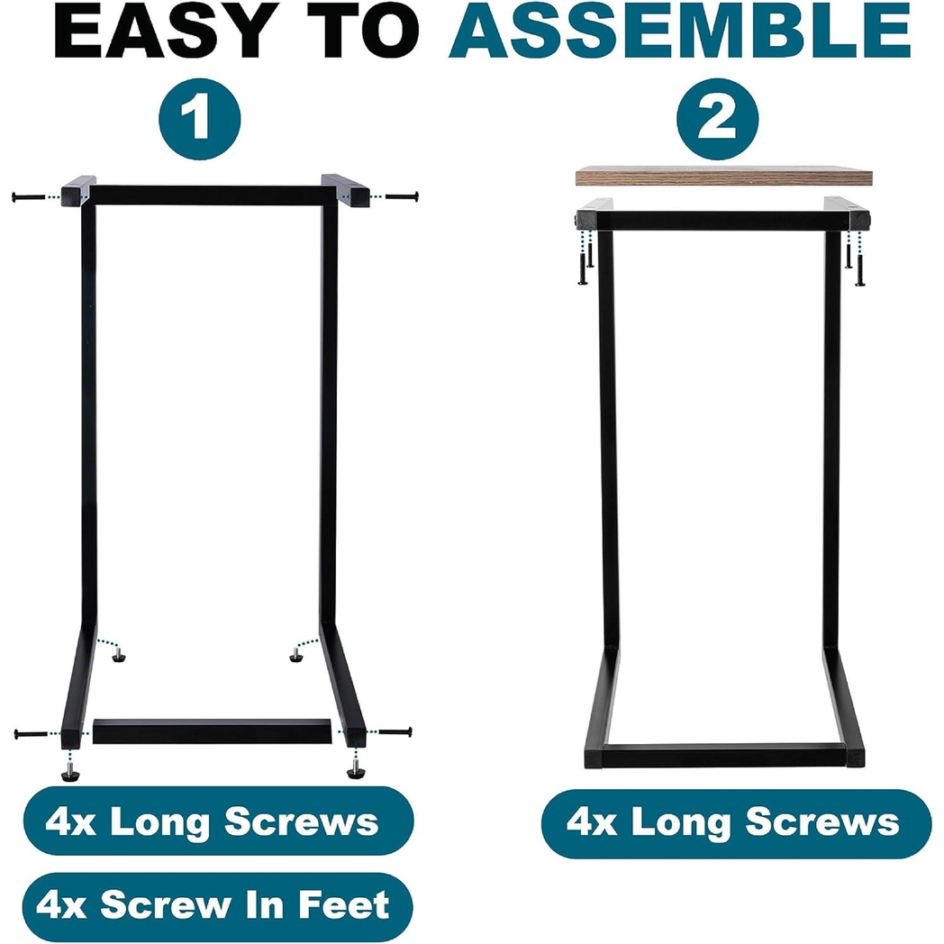 C-Shaped Side Table – Black Powder-Coated Frame