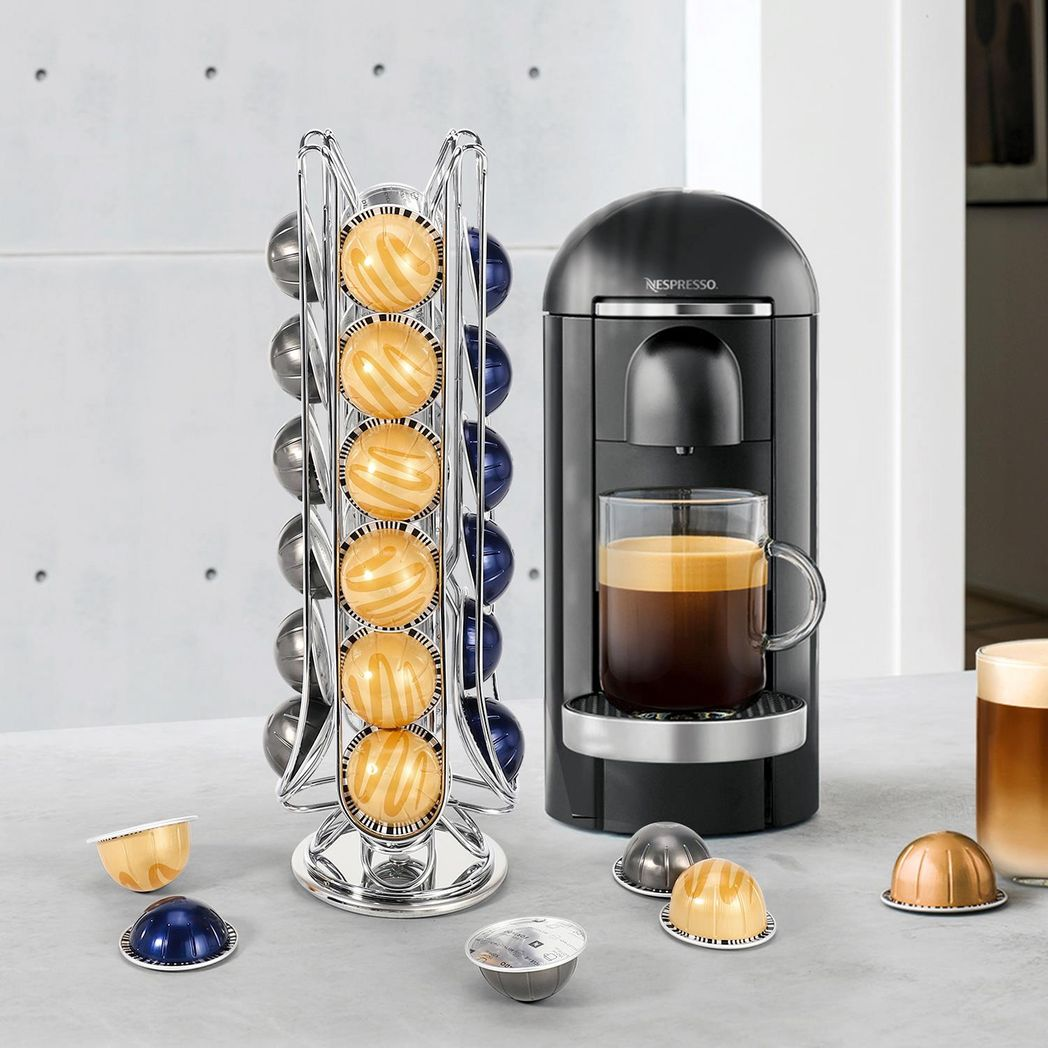 Chrome Coffee Pod Stand – Holds 24 Capsules