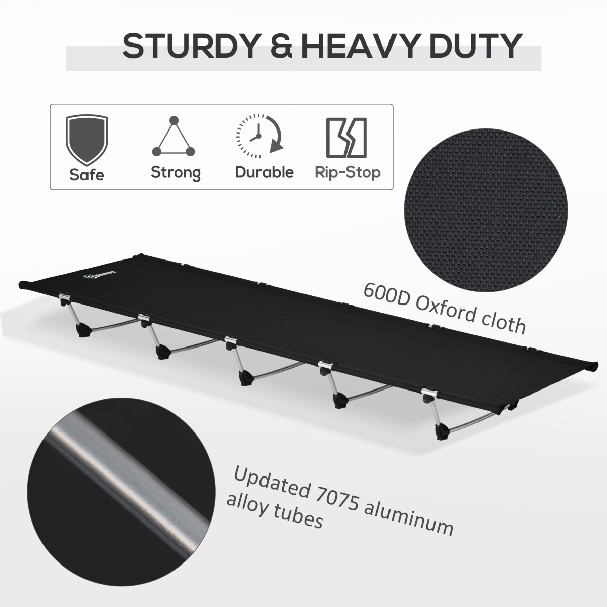 Portable Compact Camping Cot – 150kg Capacity