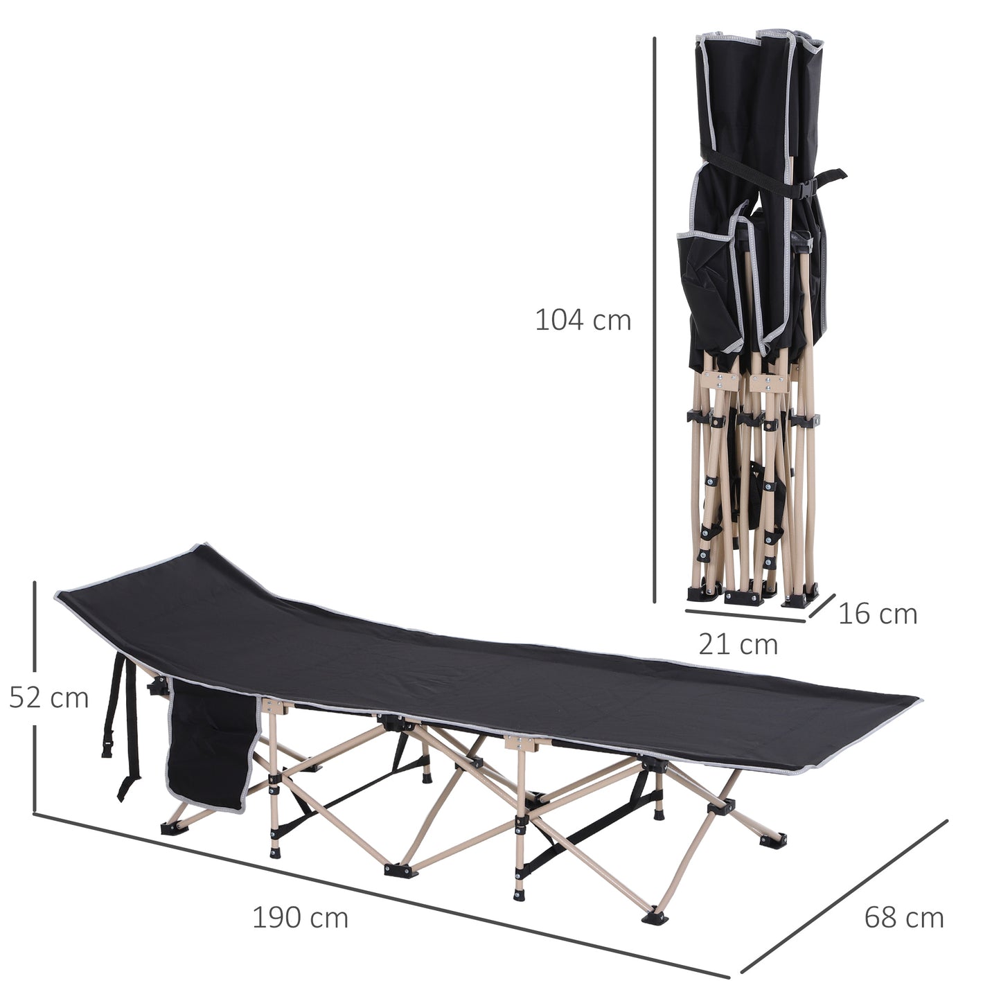 Single Portable Military Camping Cot – 150kg Capacity