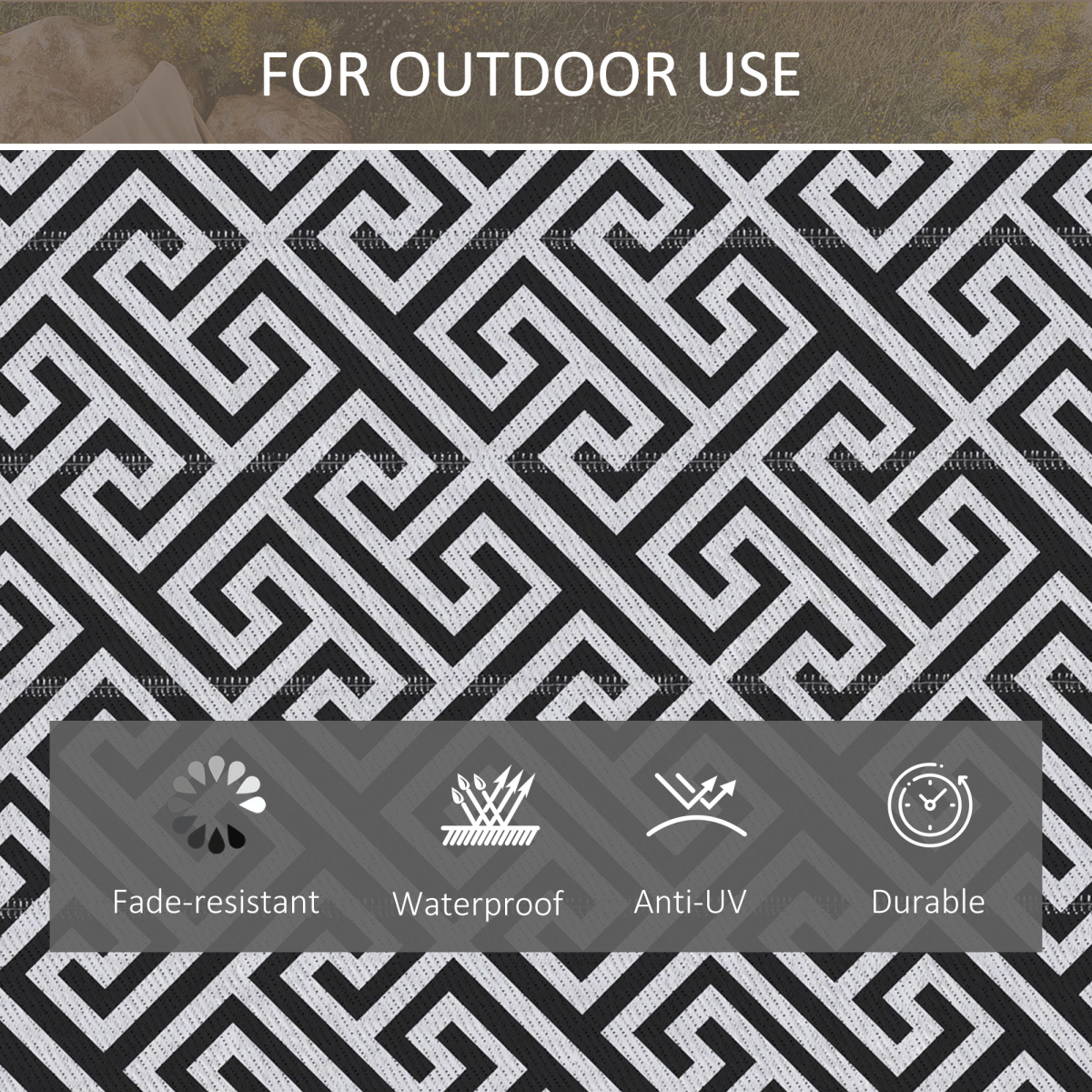 Reversible Outdoor Rug – 182x274cm Portable Camping Mat
