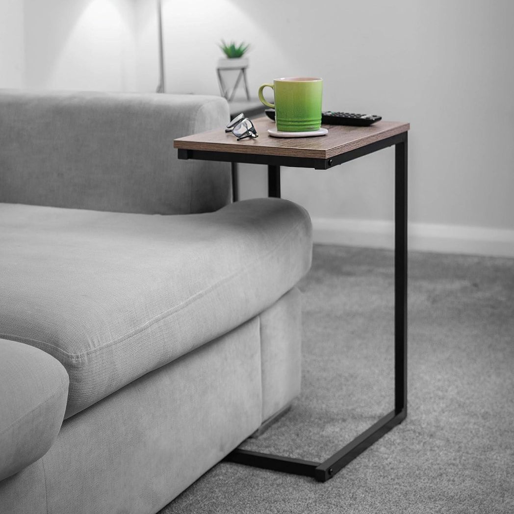 C-Shaped Side Table – Black Powder-Coated Frame