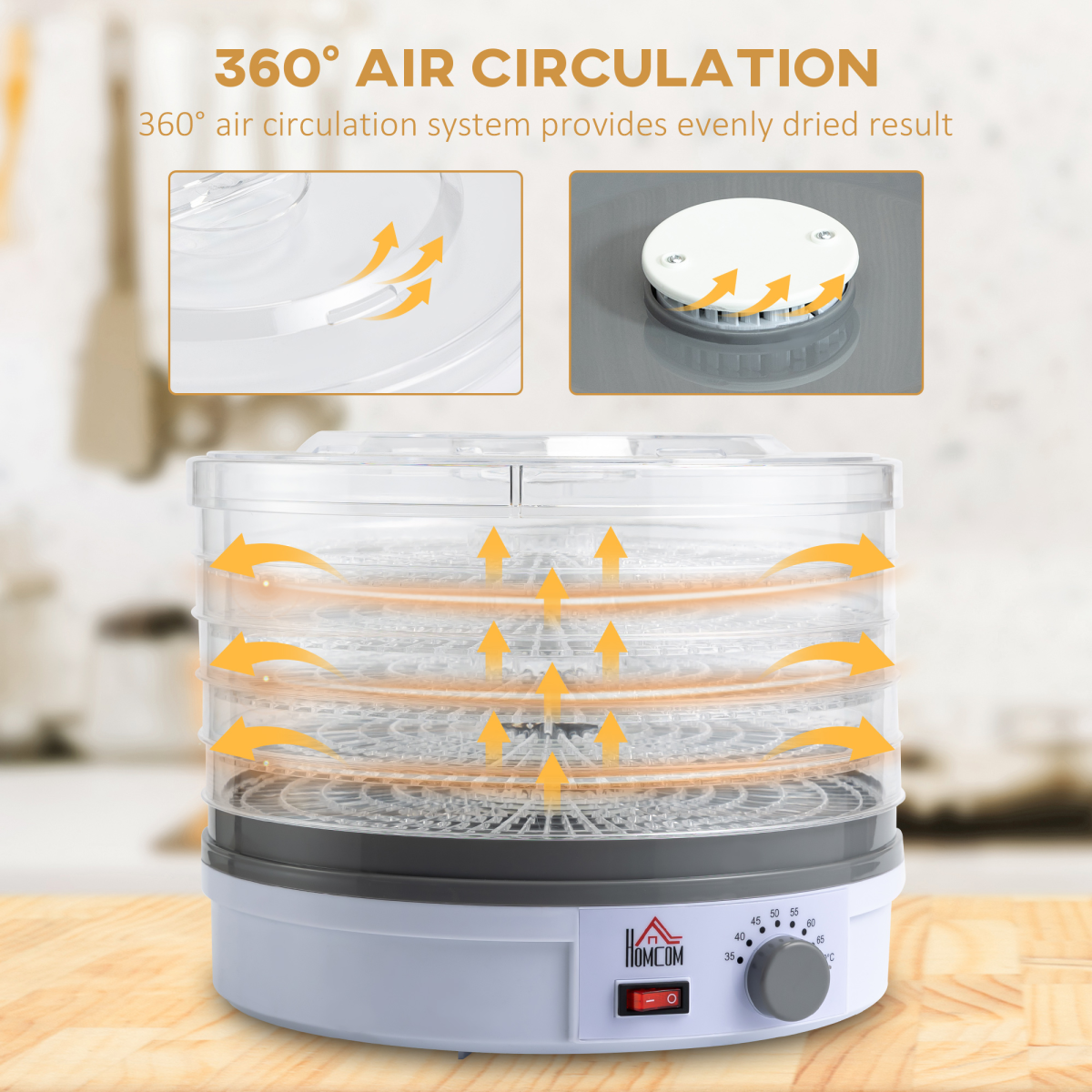 5-Tier Digital Food Dehydrator with Stainless Steel Trays - 245W