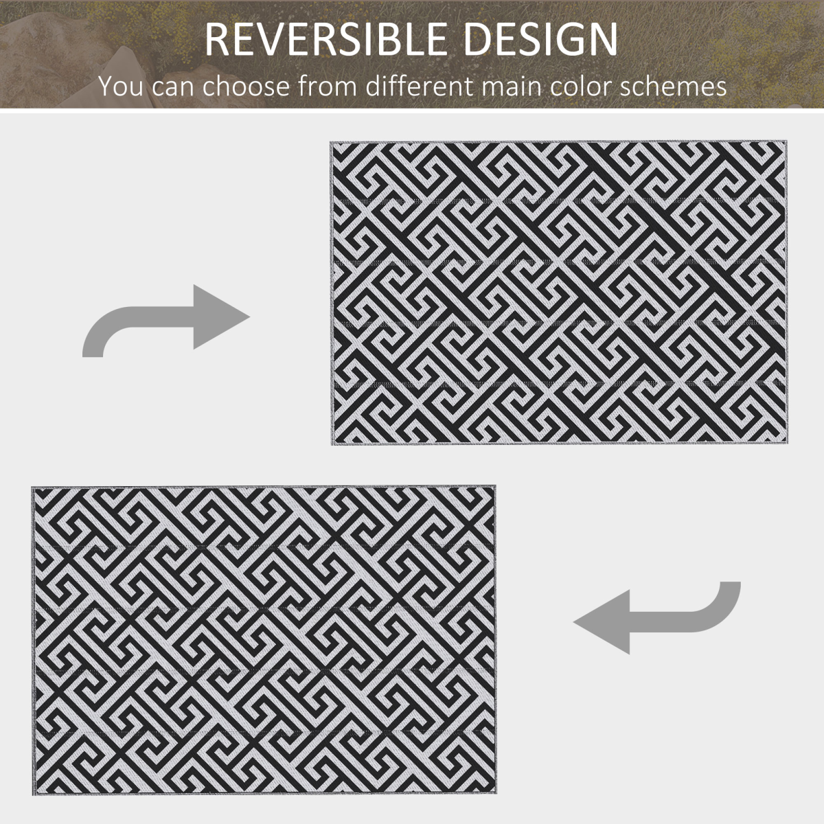 Reversible Outdoor Rug – 182x274cm Portable Camping Mat