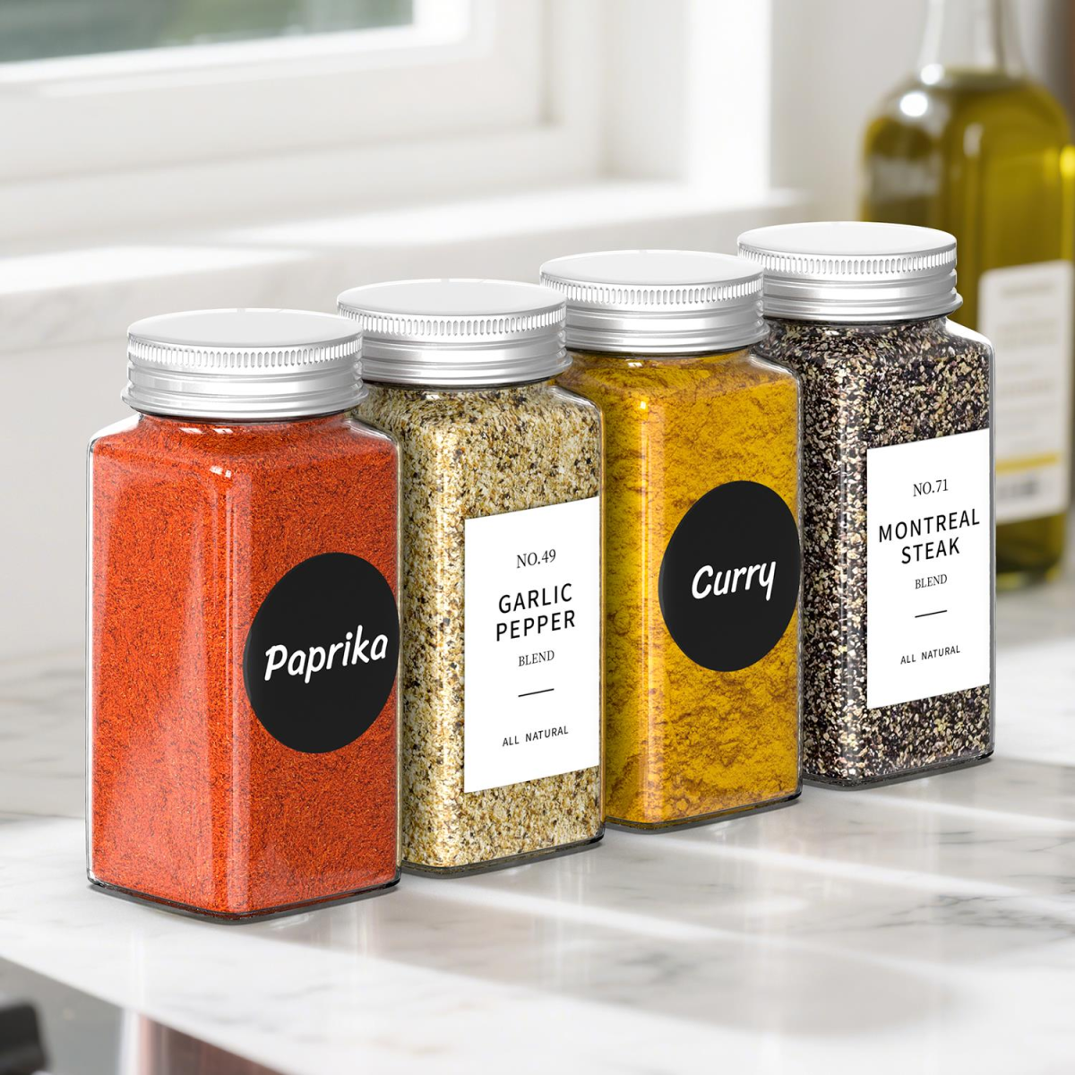 25 Piece Glass Spice Jar Set with Airtight Lids