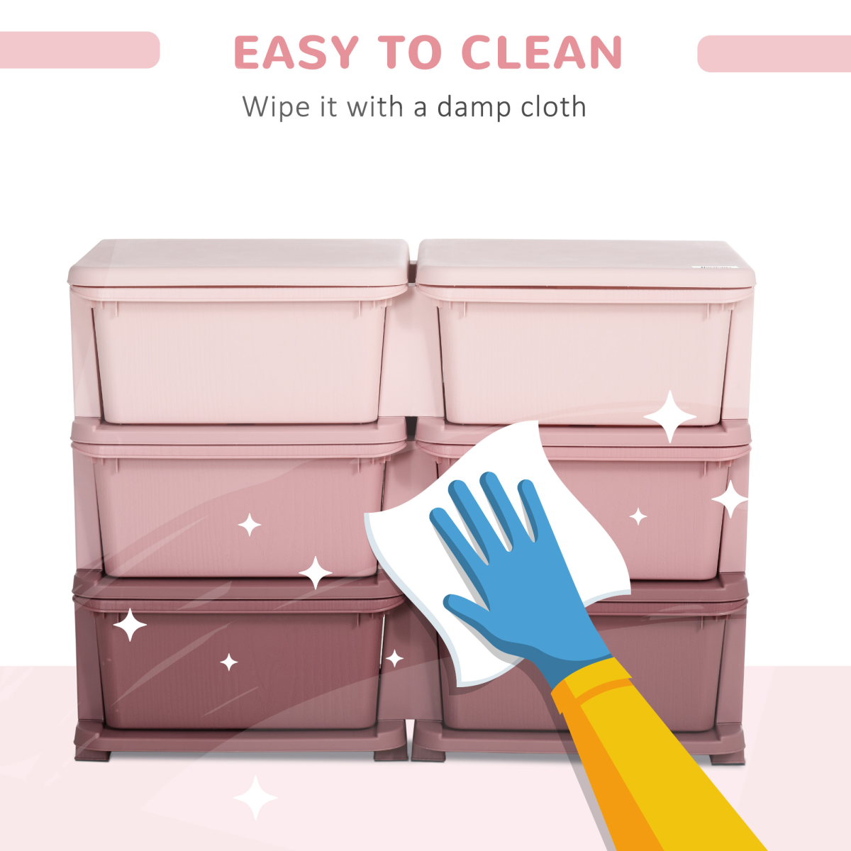Velena Kids' 6-Drawer Bedroom Storage Unit - Pink