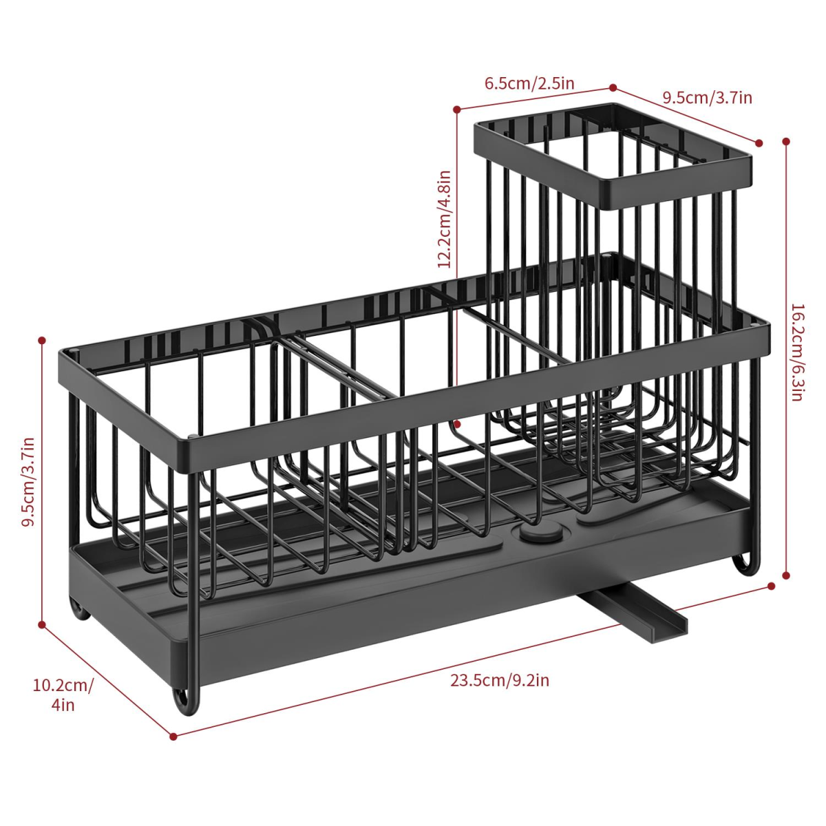 Black Kitchen Sink Caddy with Removable Dividers