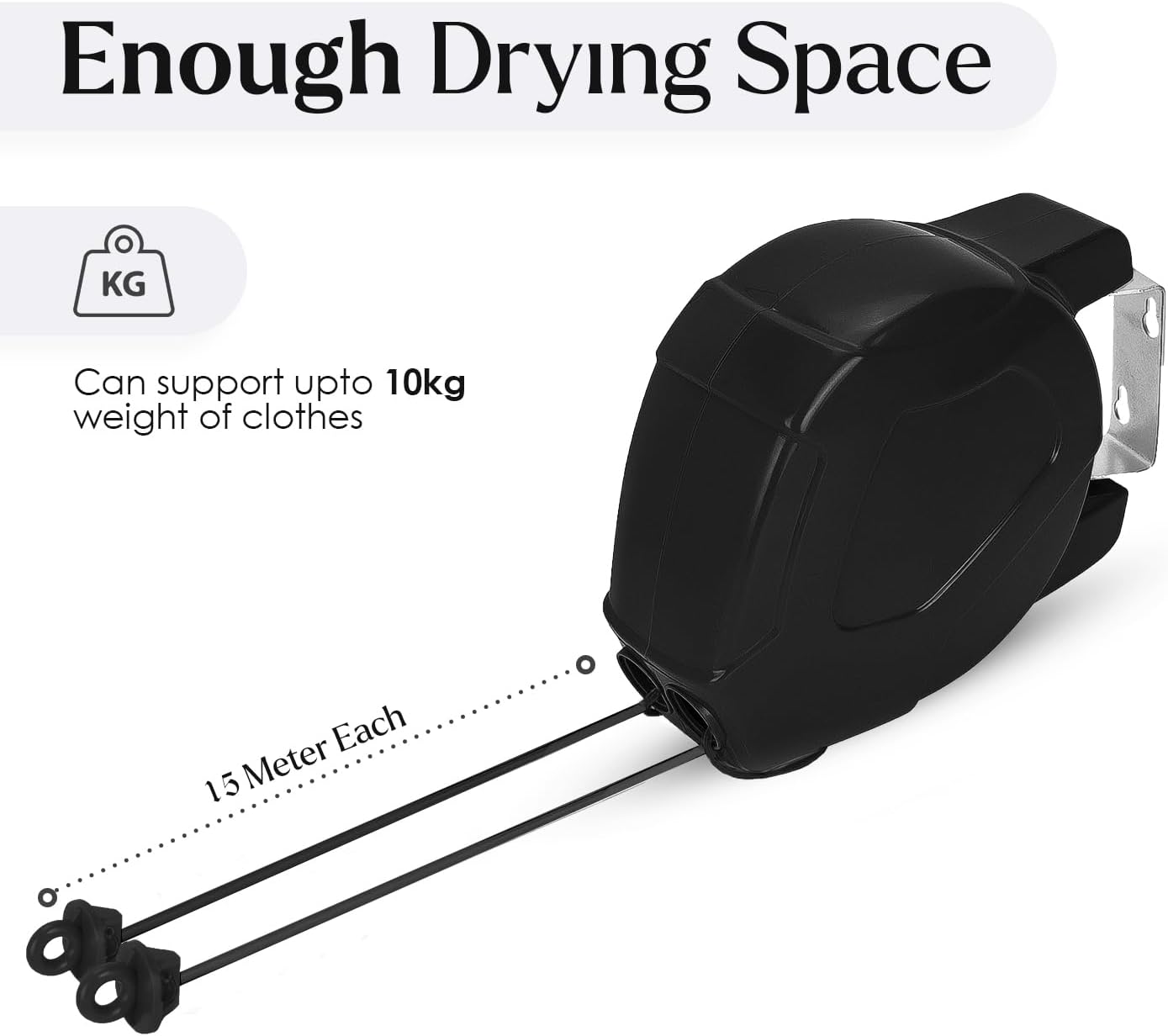 30m Double Retractable Washing Line – Black