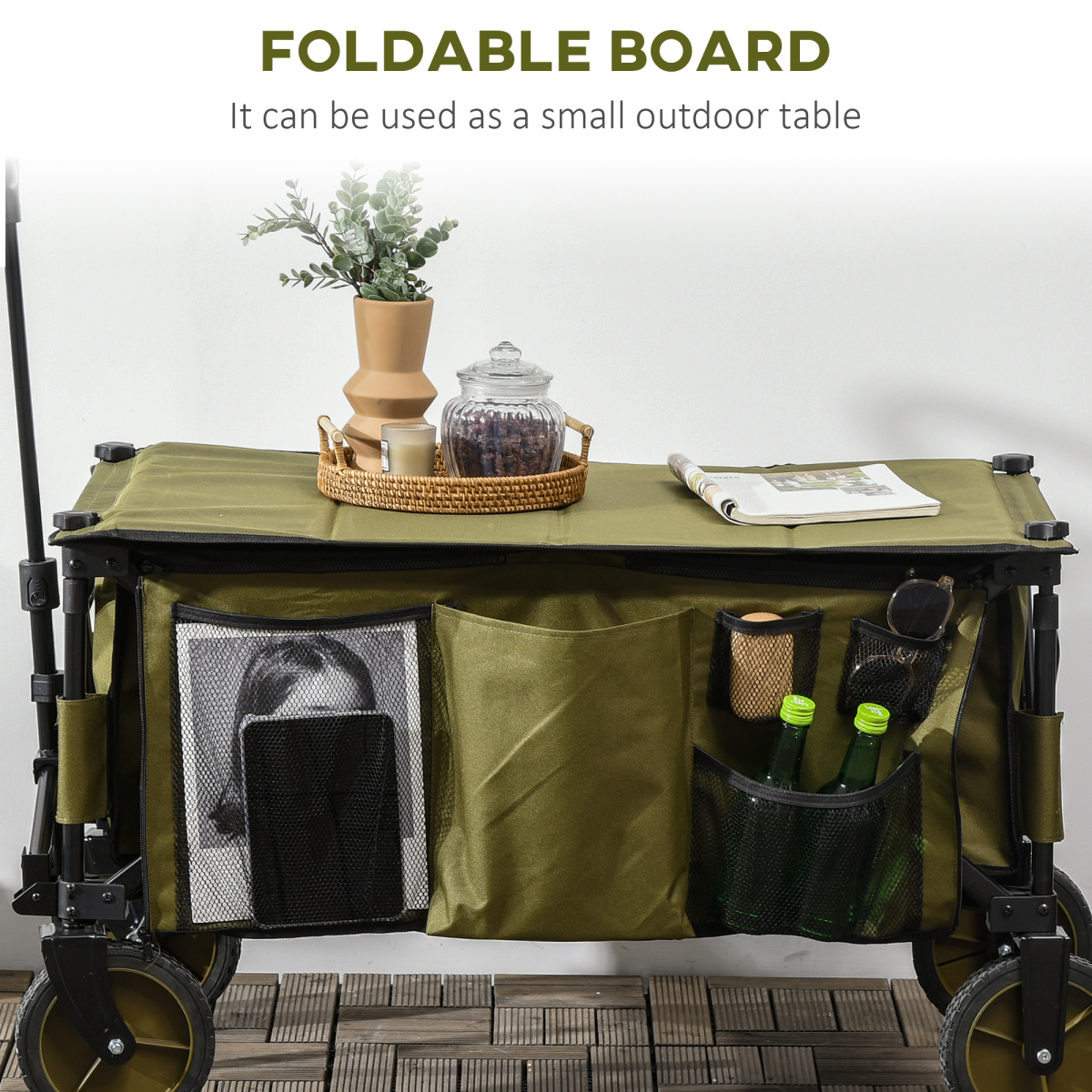 Folding Garden Trolley with 100kg Load Capacity
