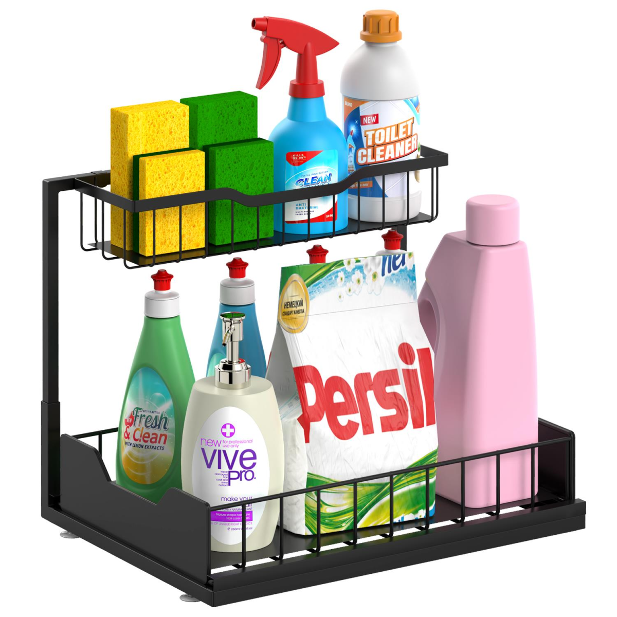 Metal Under Sink Storage Organiser with Sliding Drawers