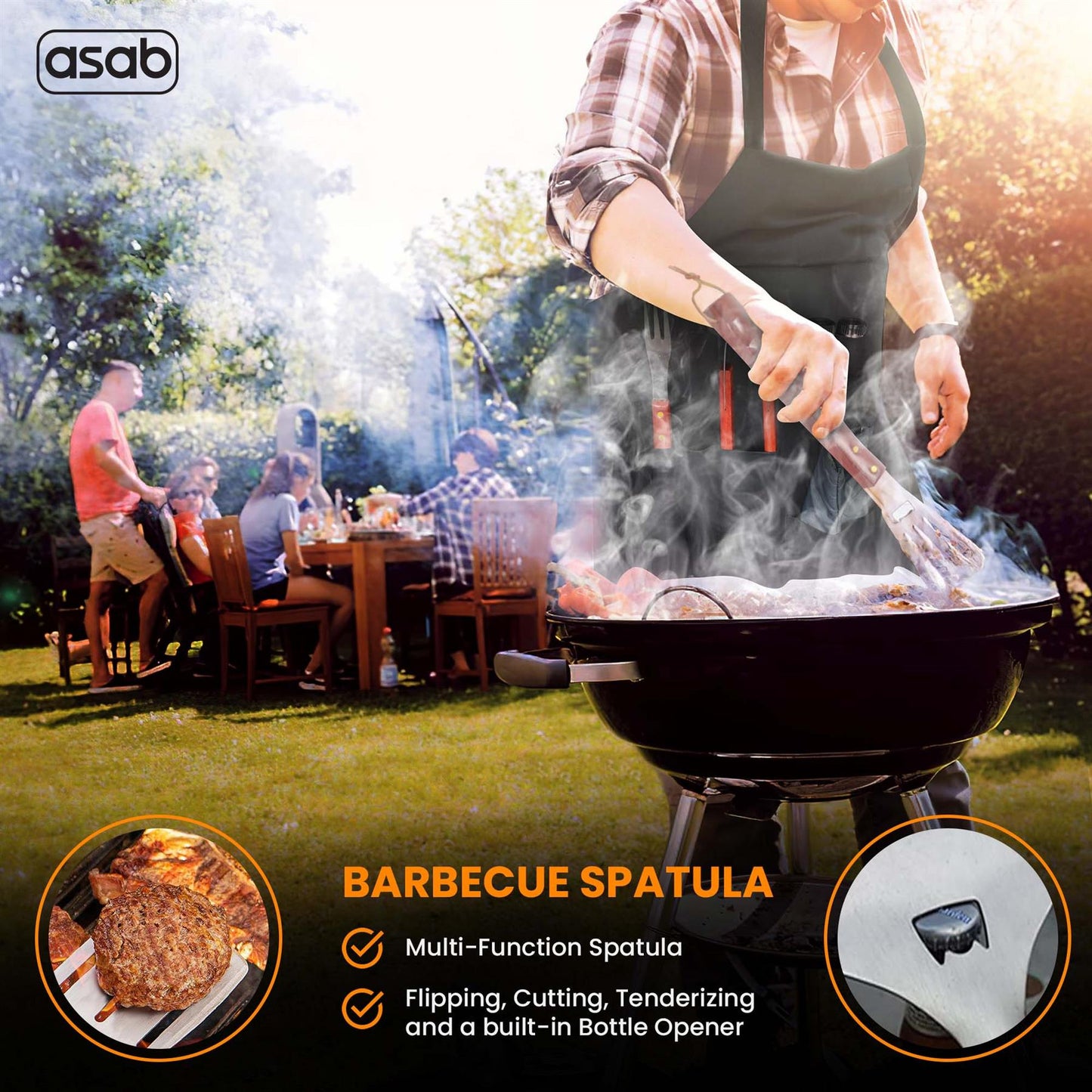 7-Piece BBQ Tool Set with Integrated Apron and Carry Case