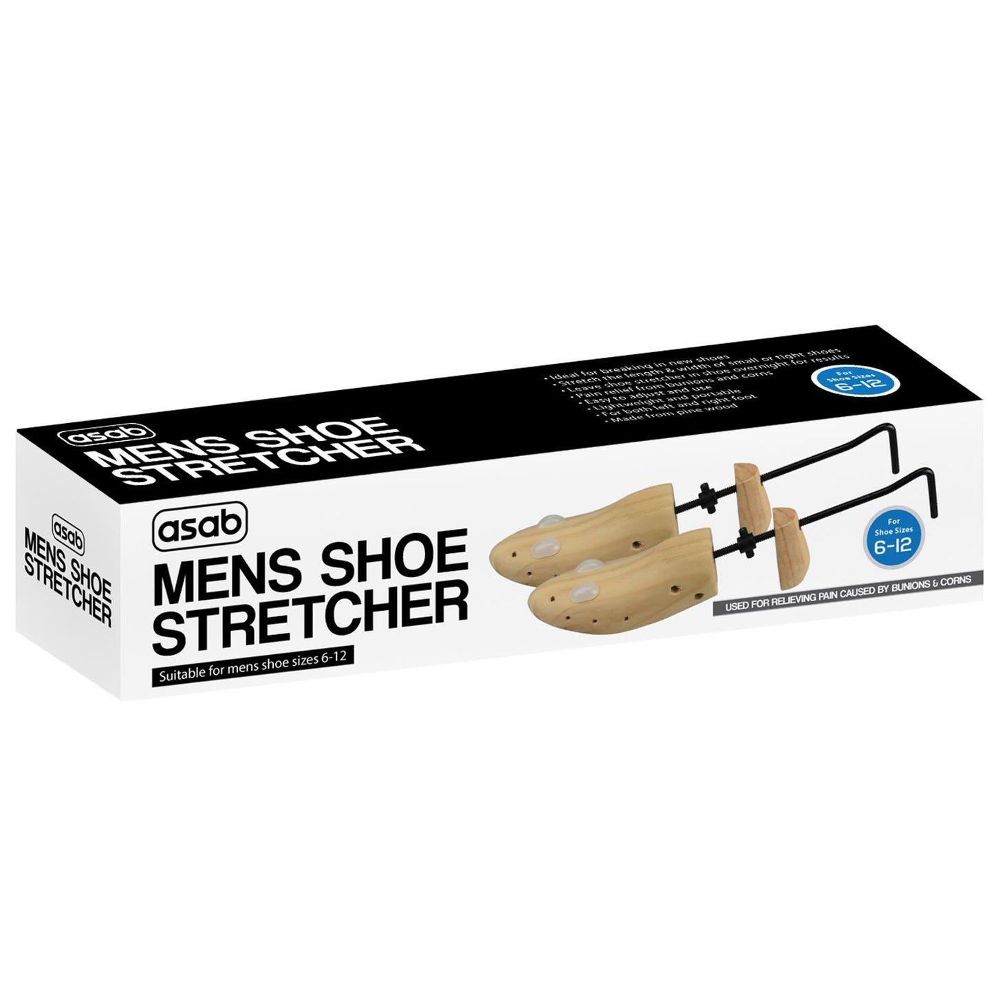 Dual-Action Wooden Shoe Stretcher Pair – Mens Sizes 9-12