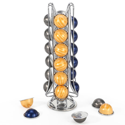 Chrome Coffee Pod Stand – Holds 24 Capsules