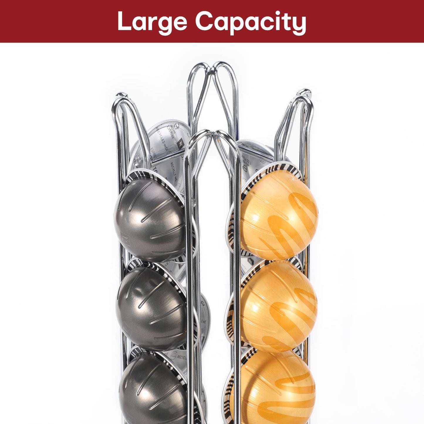 Chrome Coffee Pod Stand – Holds 24 Capsules