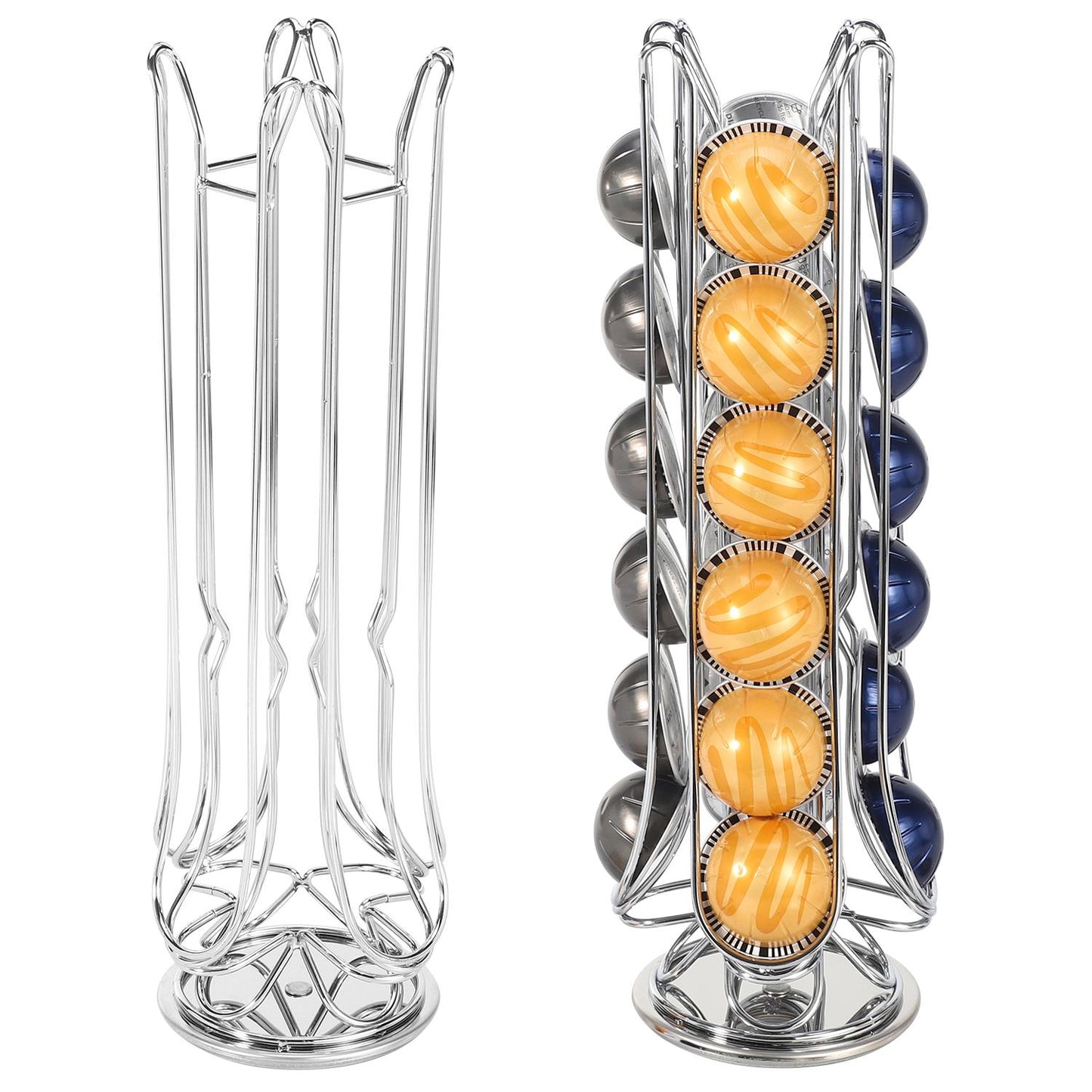 Chrome Coffee Pod Stand – Holds 24 Capsules