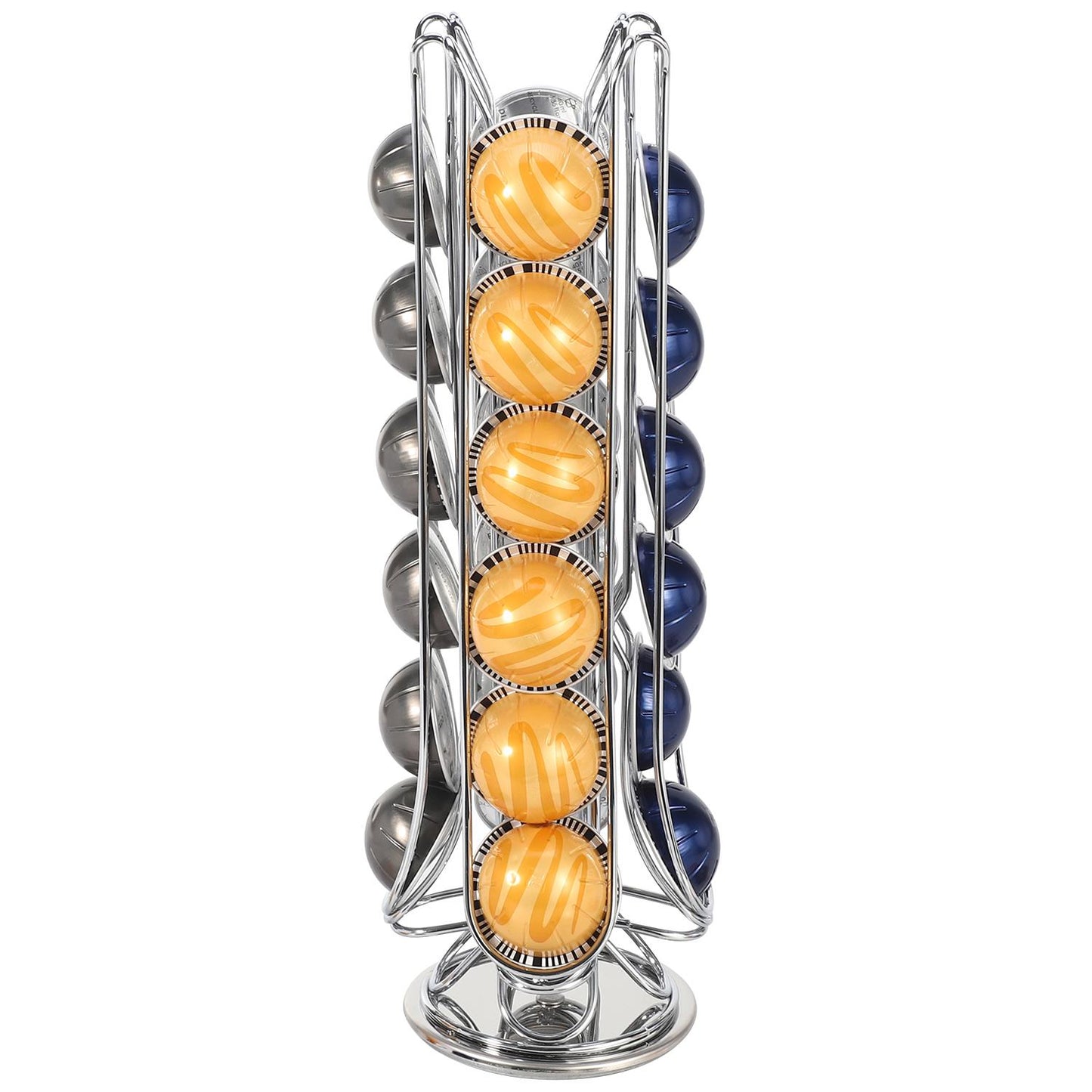 Chrome Coffee Pod Stand – Holds 24 Capsules