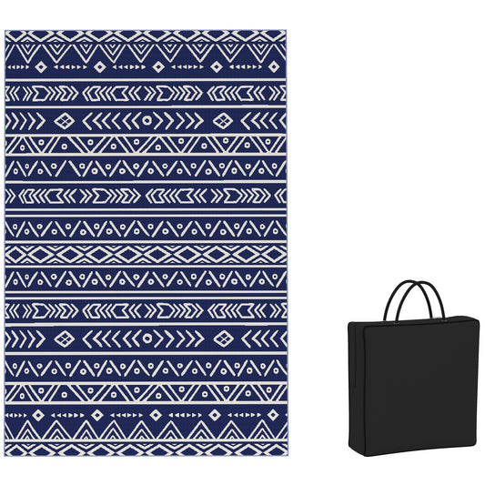 Reversible Geometric Outdoor Mat with Carry Bag