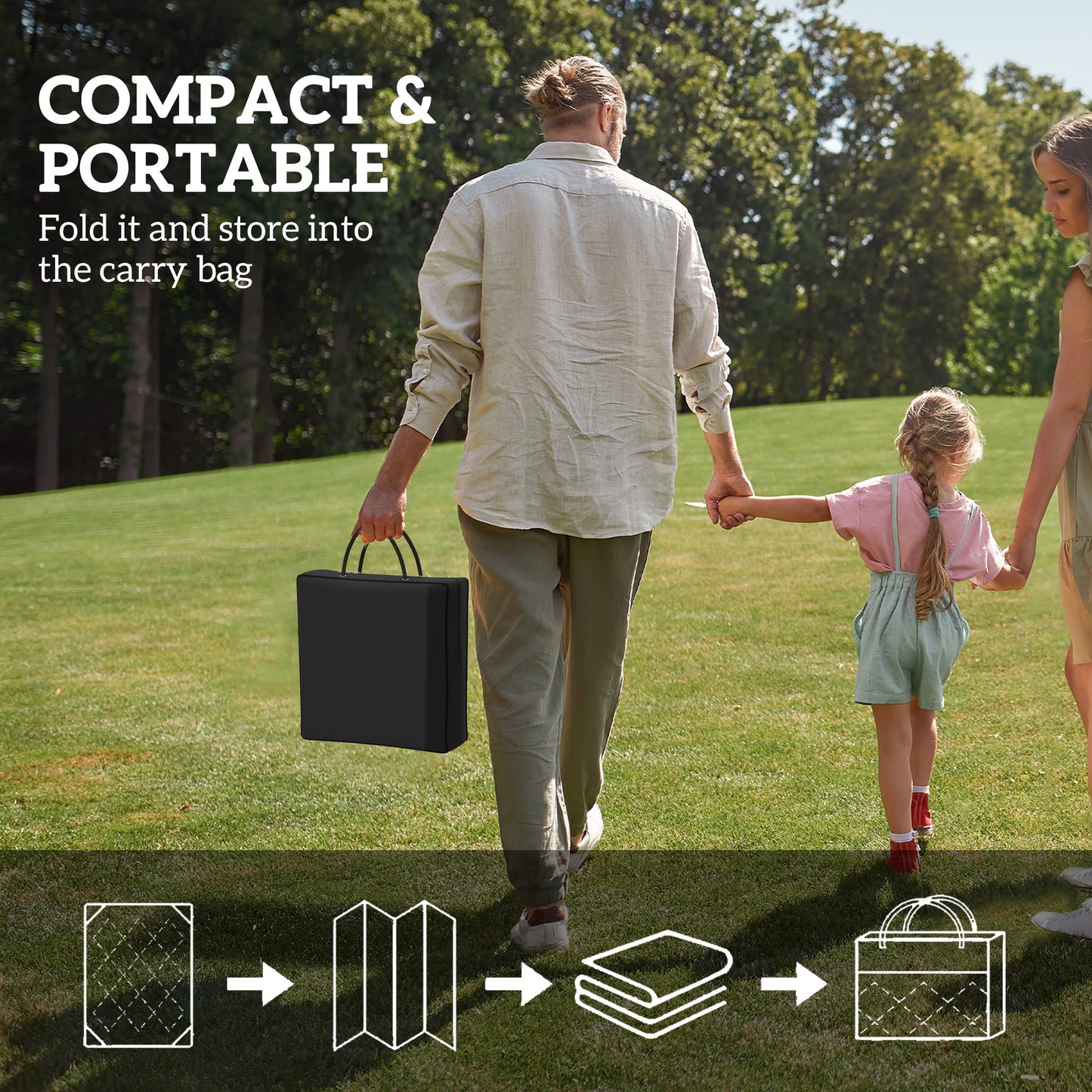 Reversible Geometric Outdoor Mat with Carry Bag