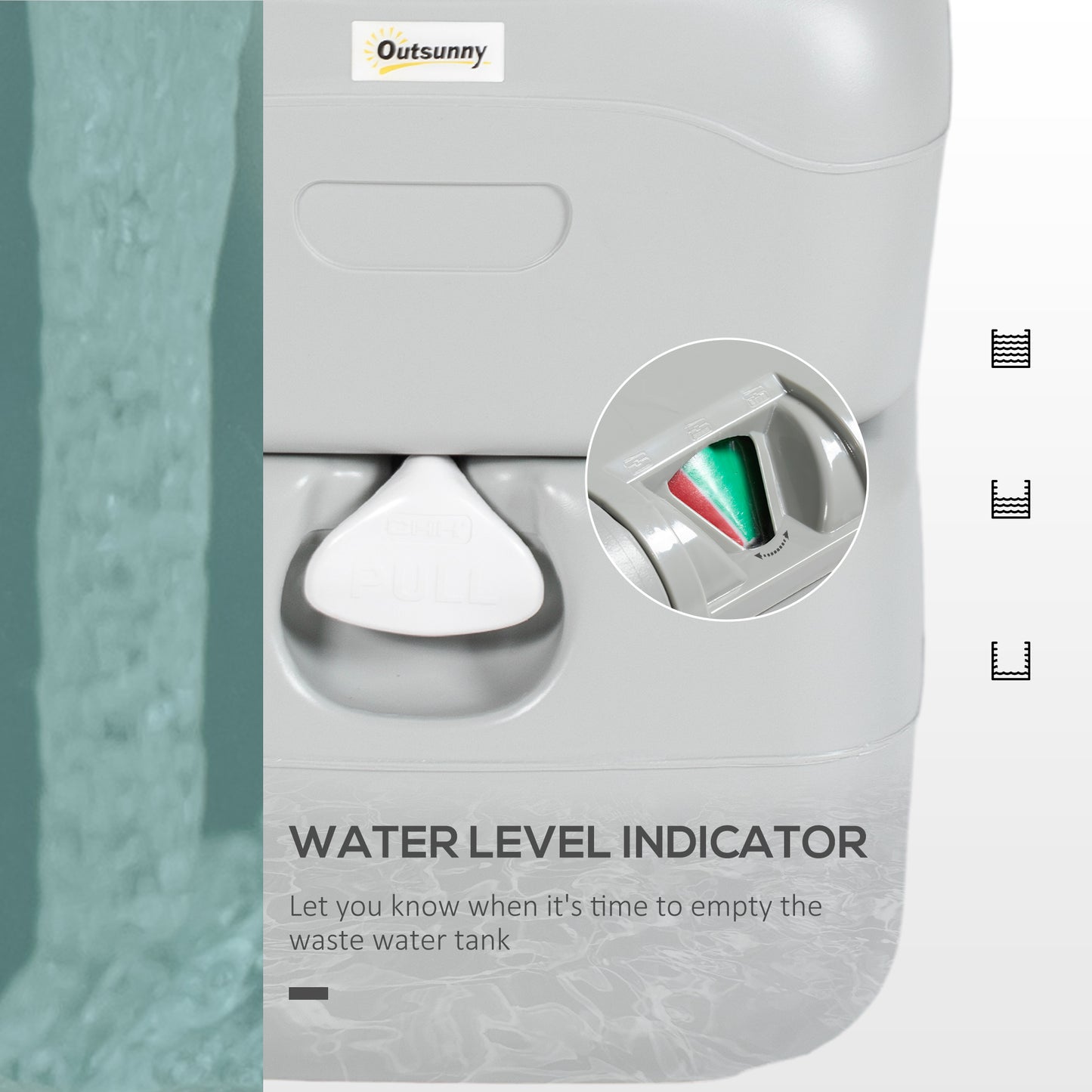 Portable Camping Toilet with 22L Waste Capacity and Level Indicator