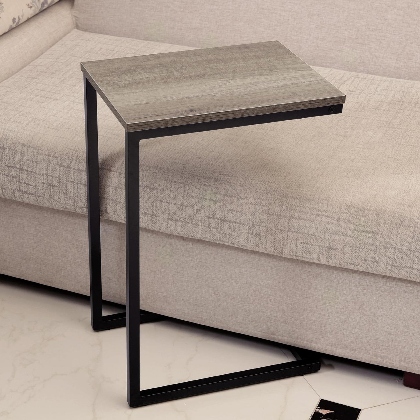 C-Shaped Side Table – Black Powder-Coated Frame