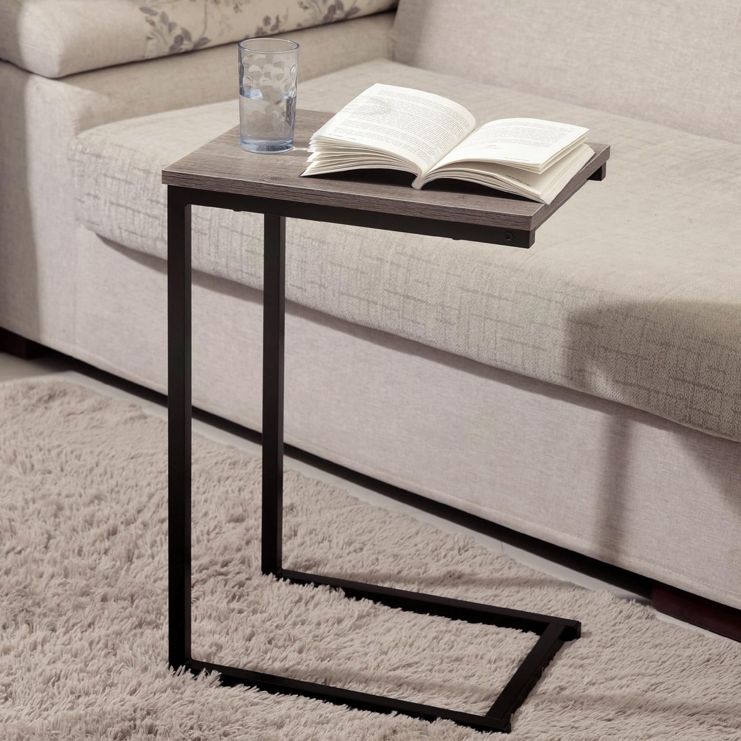 C-Shaped Side Table – Black Powder-Coated Frame