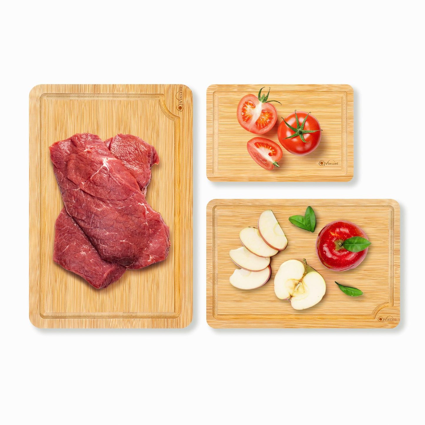 Set of 3 Natural Bamboo Chopping Boards