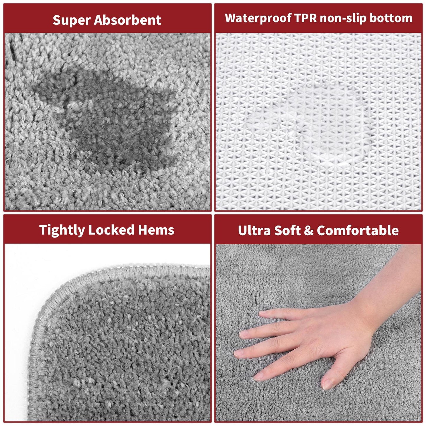 Ultra-Soft Microfiber Bath Mat (60x90cm) - Light Grey