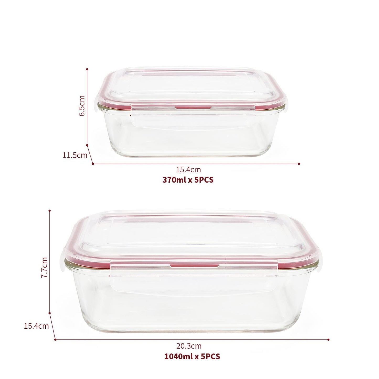 10-Pack Glass Meal Prep Containers with Airtight Lids