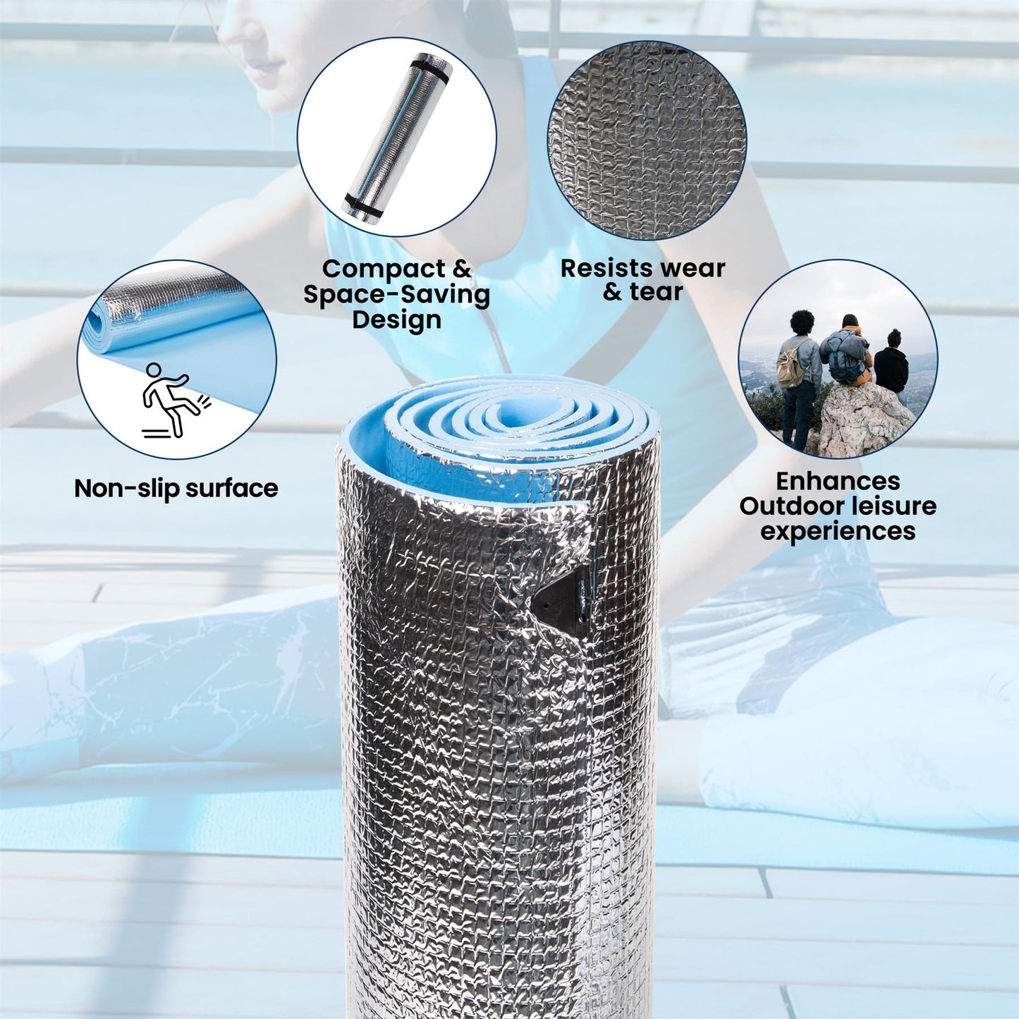 Insulated Aluminum Foil Camping Mat - Blue