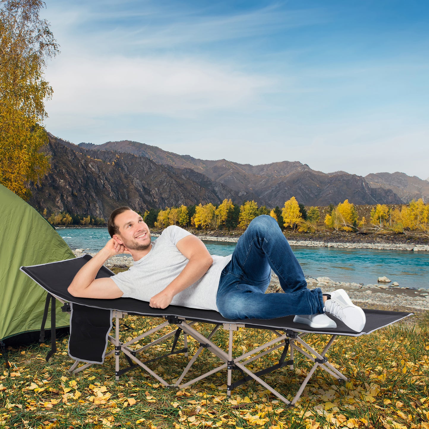 Single Portable Military Camping Cot – 150kg Capacity