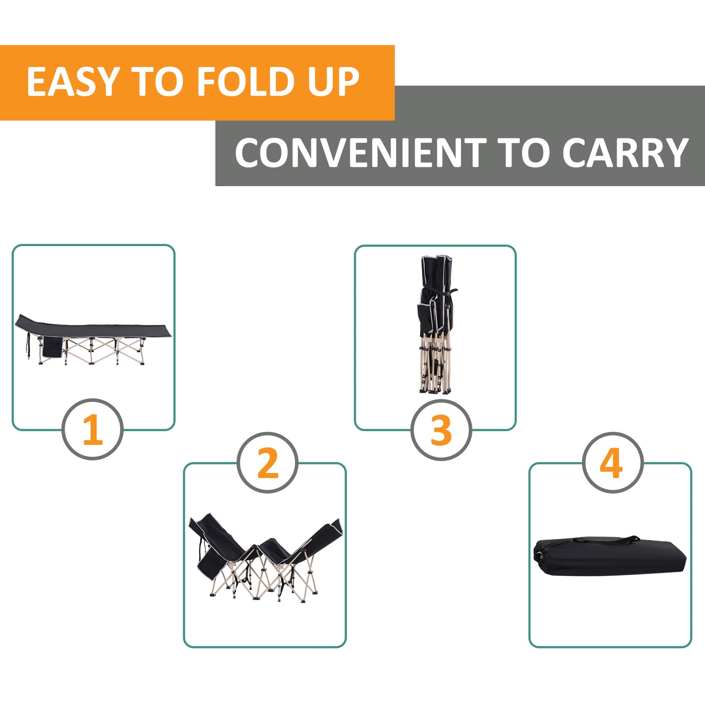 Single Portable Military Camping Cot – 150kg Capacity