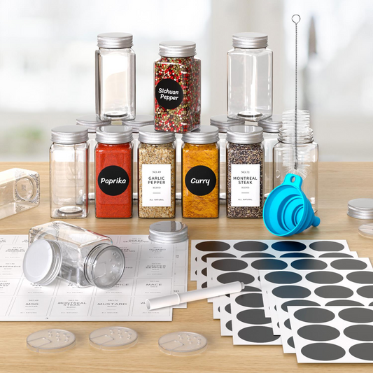 25 Piece Glass Spice Jar Set with Airtight Lids