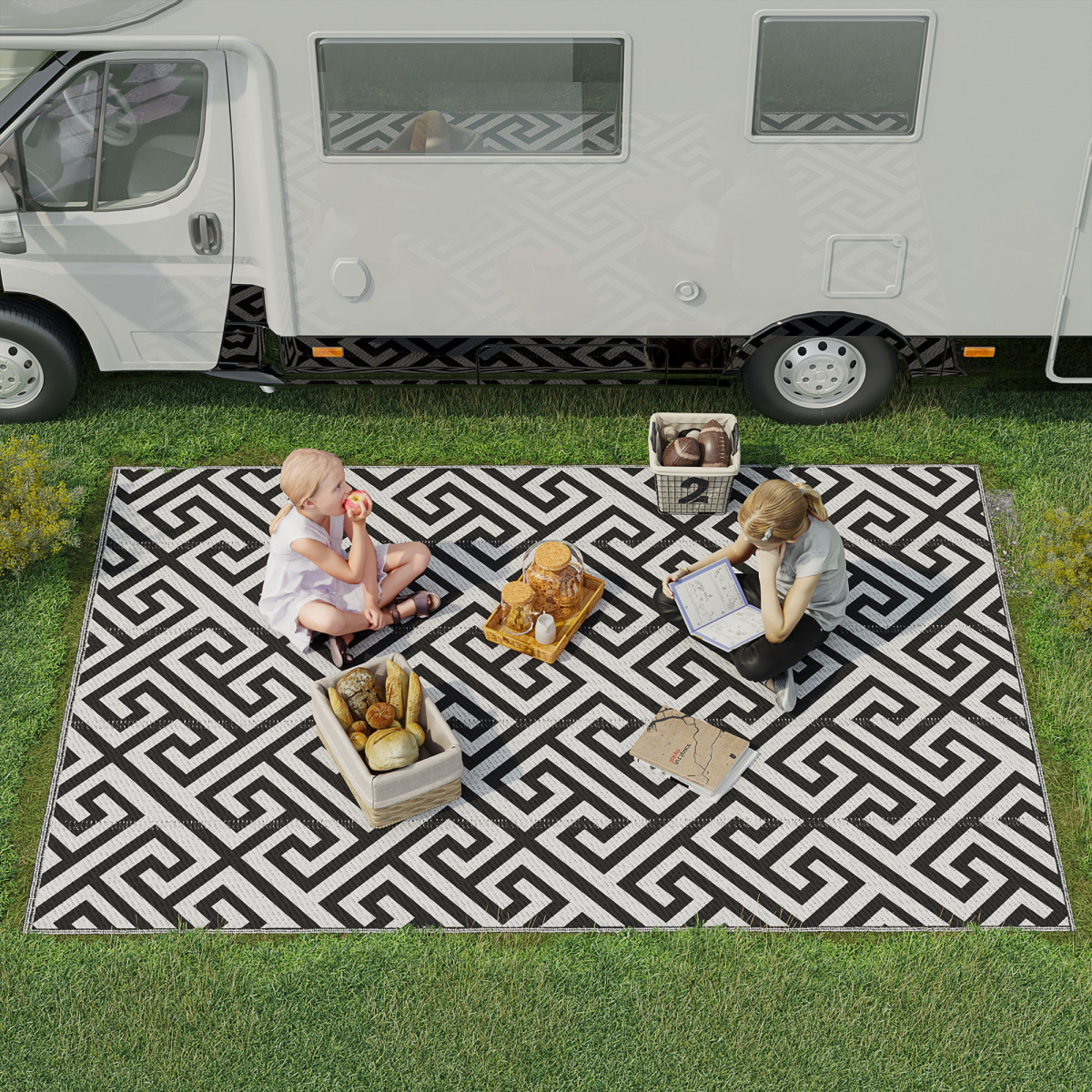 Reversible Outdoor Rug – 182x274cm Portable Camping Mat