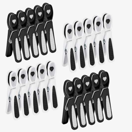 Premium Monochrome Clothes Pegs (Pack of 20)