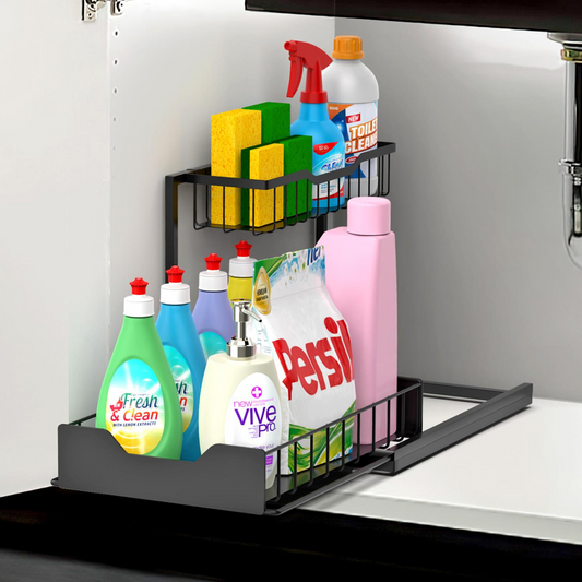 Metal Under Sink Storage Organiser with Sliding Drawers